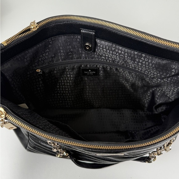 Kate Spade New York Black Textured Tote with Gold Chain - Picture 7 of 10